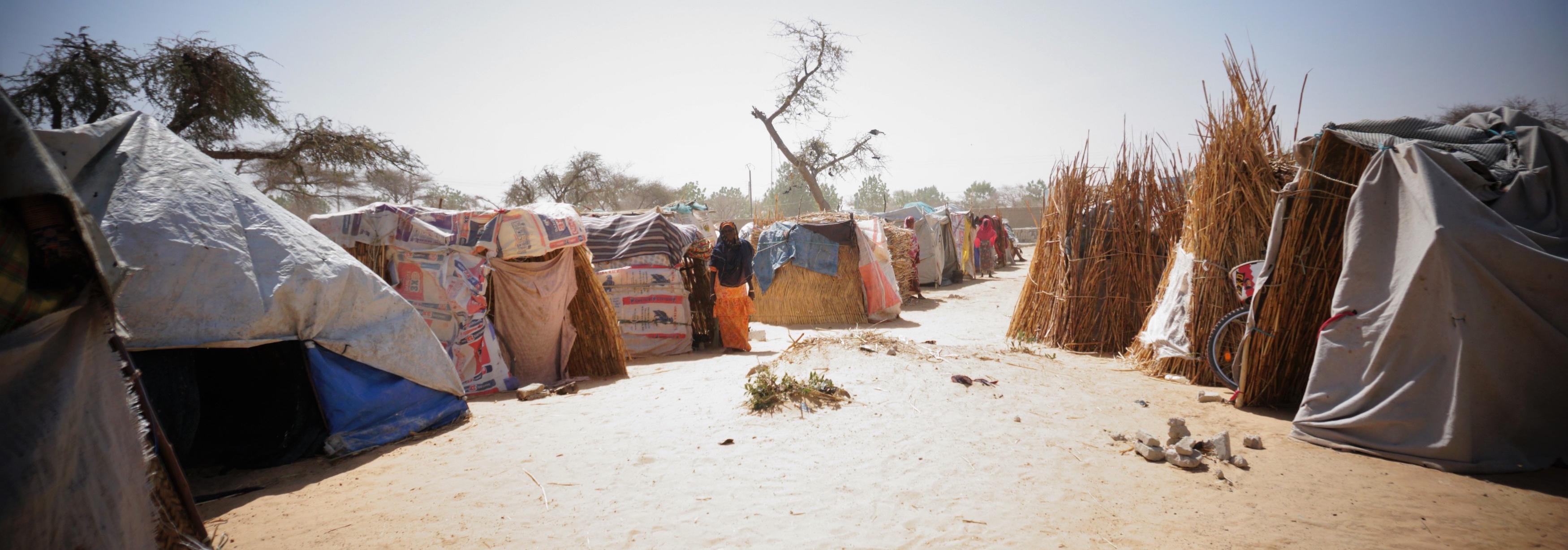 Makeshift shelters in IDP site